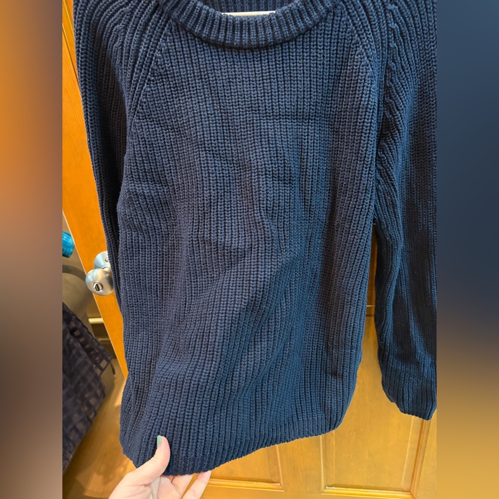 Quince Women’s 100% Organic Cotton Fisherman Crew Sweater Navy Size Large - Picture 11 of 16